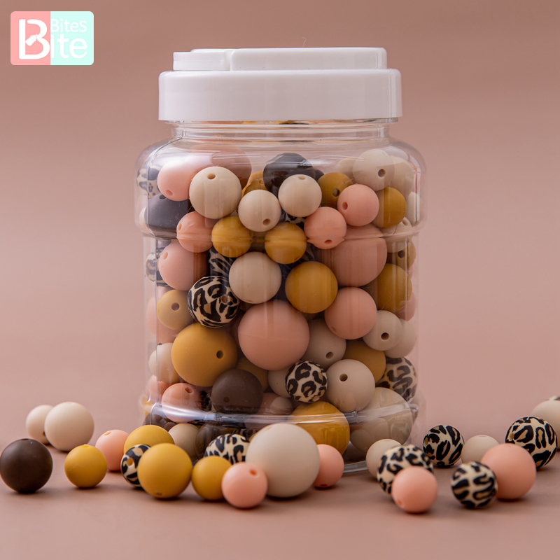 

Bite Bites 200PCS Silicone Beads for Round Baby Teething DIY Set 3 Size of Food Grade BPA Free Chewable Beads for Teethers Q1214