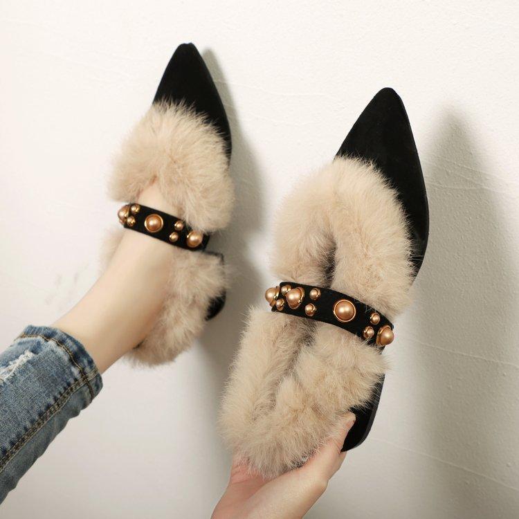 

Shoes Female 2020 Autumn and Winter New Women's Shoes Shallow Mouth Real Hair Side with Non-slip Warm Tip Fashion Women's Boots1, Red