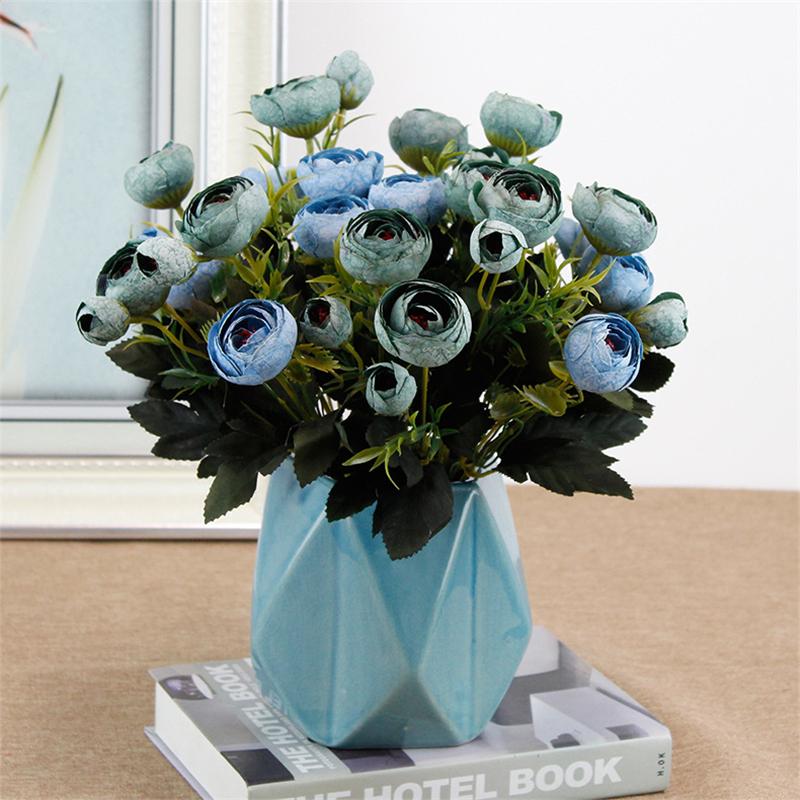 

Beautiful Rose Peony Artificial Silk Flowers small bouquet flores home party spring wedding decoration mariage fake Flower, Blue