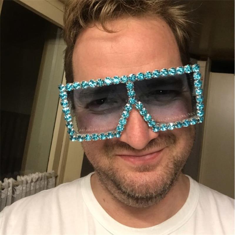 

Fashion Square Sunglasses Women Yellow Rhinestone Oversized Men Shades Glasses Large Trend Unique Female Eyewear