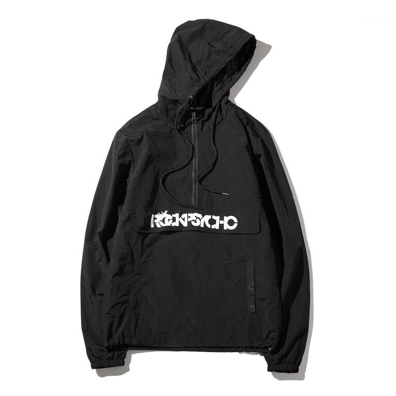 

Men's Jackets Wholesale- Fashion 2021 Men Hooded Jacket Korean Slim Fit Windproof Casual Patch Design Front Pocket Man Coat Lover Windbreake, Black