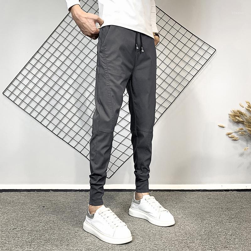 

2Colors Autumn New Korean Slim Fit Casual Harem Pants Men Clothing 2020 Fashion Spliced Design Joggers Trousers Black/Gray 36-281