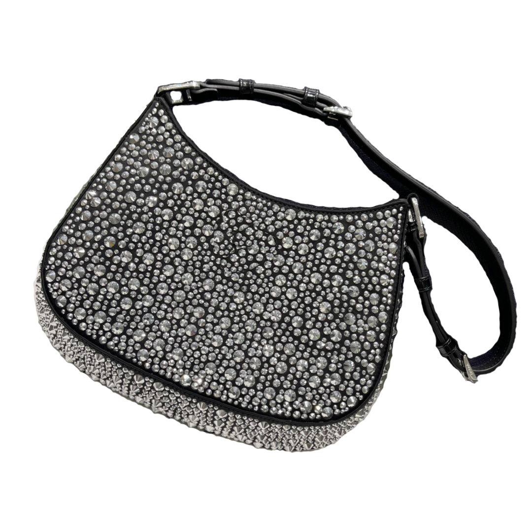 

Cleo hobo faux crystal High Quality bags Female luxury Handbag Lady Shoulder Bag wrist European embellishment dinner purse creative shell clutch Evening bag, Red