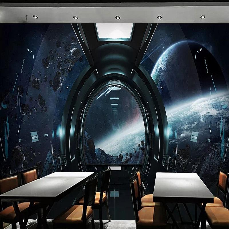 

New Custom 3D Large Mural Wallpaper Three-dimensional universe space children's room TV Background living Bedroom, As show