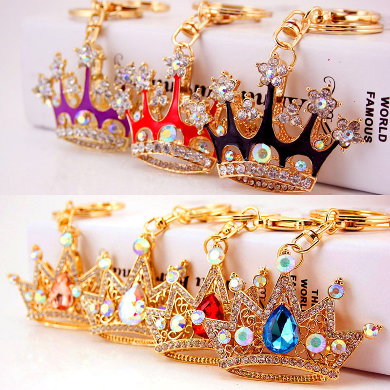

Crystal Crown Bag Keychain Jewelry Rhinestone Keyring For Car Chram Key Holder Creative Gift 7 styles