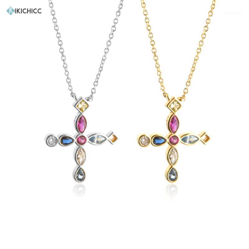 

Kikichicc New 925 Sterling Silver 2020 Gold Long Chain Cross Rainbow Necklace Chain Fashion Pendiente Luxury Spain Styles Jewels1