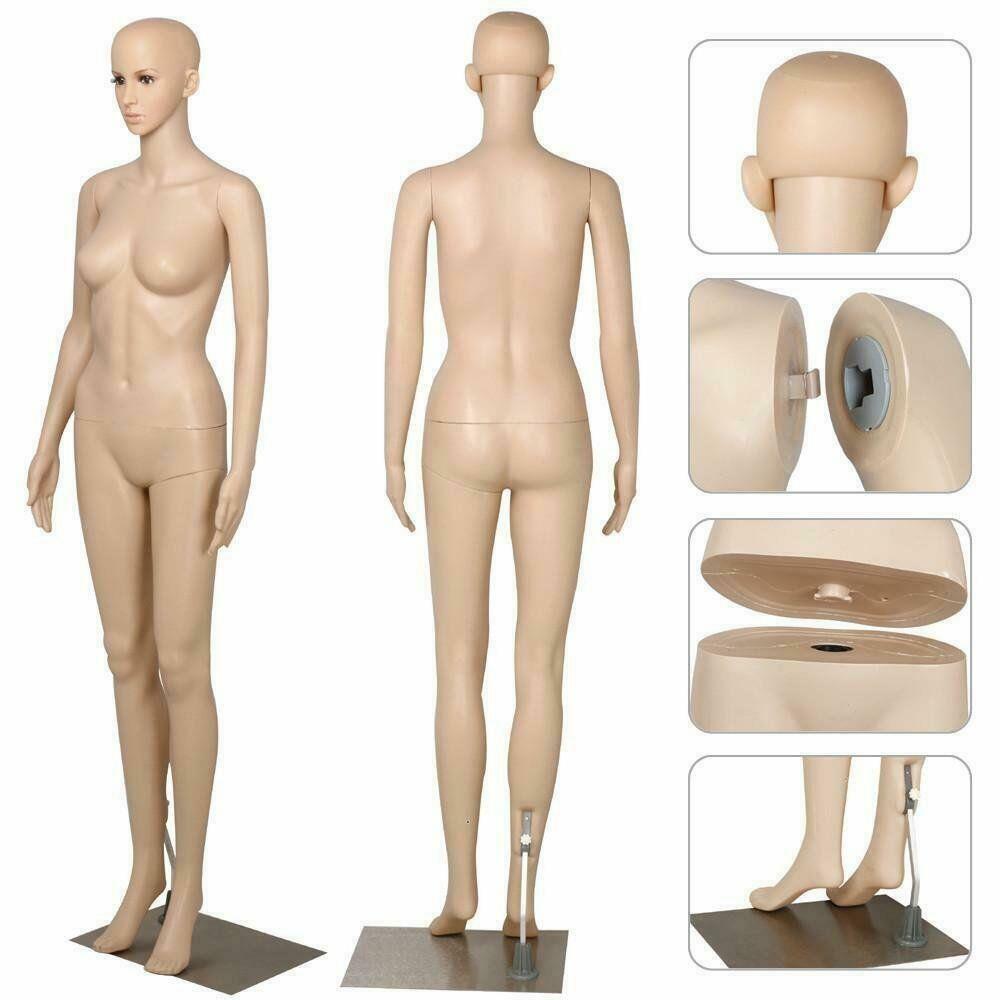 

Female Mannequin Plastic Full Body Display Head Turn Dress Form w/Base Women 176
