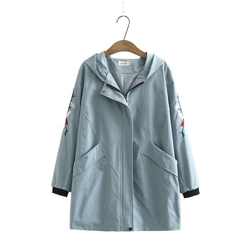 

Such Autumn Plus New Winter Jackets with Floral Embroidery Sleeve Long Female Size Vintage Jacket Outerwear Cx5f, Blue