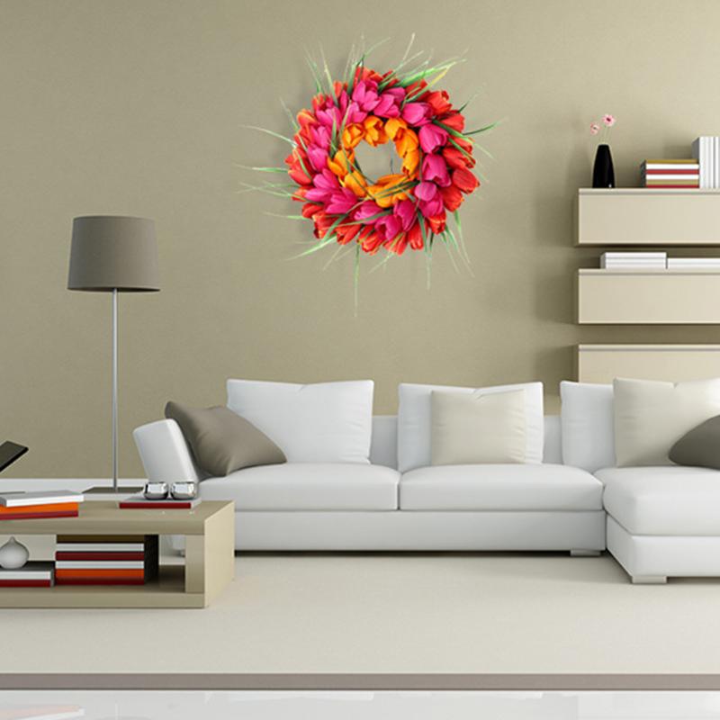 

Home Decoration Wedding Window Simulate Tulip Wreath Lifelike Door Hanging Pendant Silk Flower Ornament Garland Party Wall