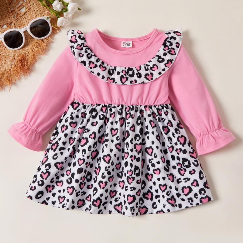 

Baby Girl Leopard Sweet Dress, Color block