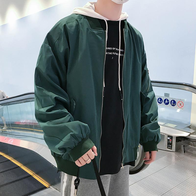 

New Men' Pilot Zipper Embroidery Jacket Men' Casual Street Hip Hop Slim Pilot Jacket Clothing Large Size, Black