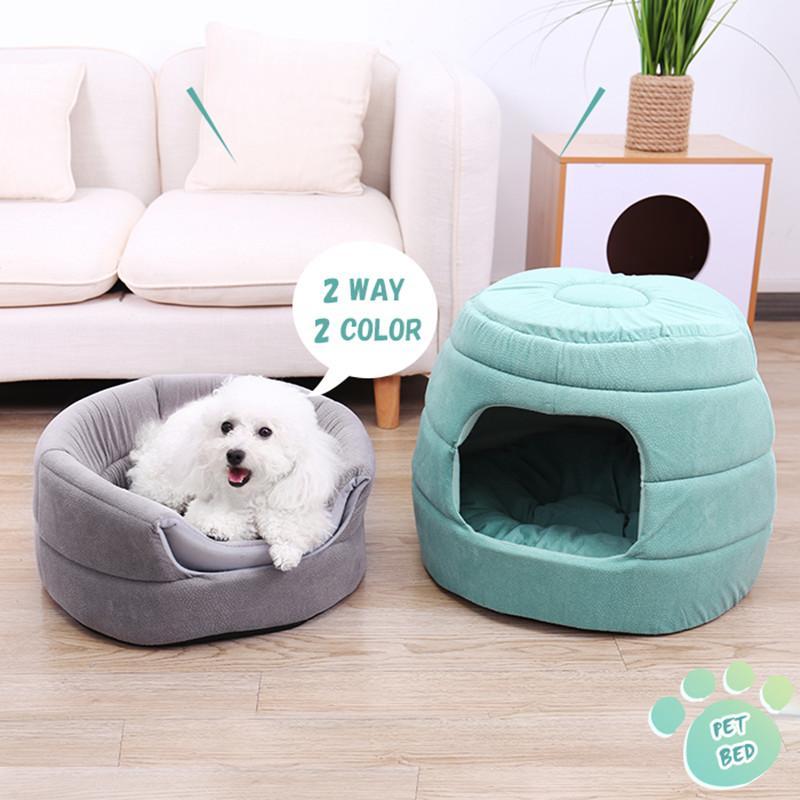 

2020 New 2IN1 Cat Dog Bed for Indoor Cats Machine Washable Cat Beds of Anti-Slip & Water-Resistant Bottom Breathable Pet Bed1, White
