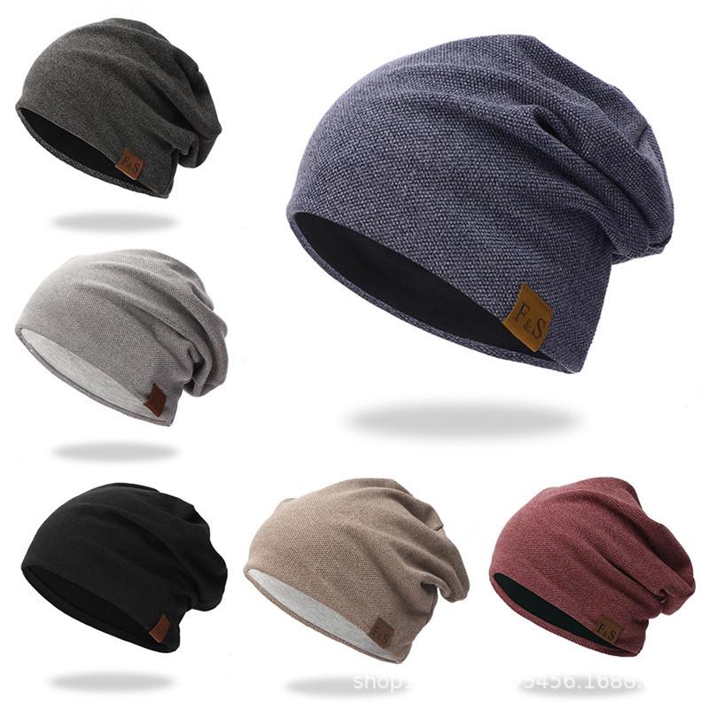 

Double-layer lightweight warm stretch knitted cotton hat autumn and winter sports hat casual men and women knitted, Black