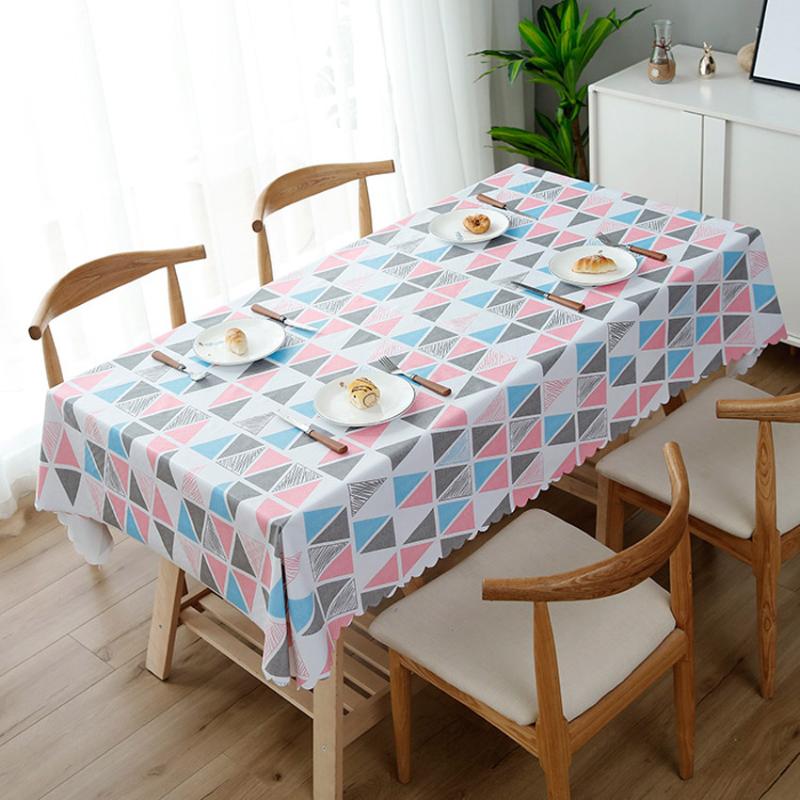 

Modern Geometric Deer Tablecloths PVC Waterproof Plaid Print Table Cover Home Oilproof Decor Dining Table Placemat Banquet, Pattern 1