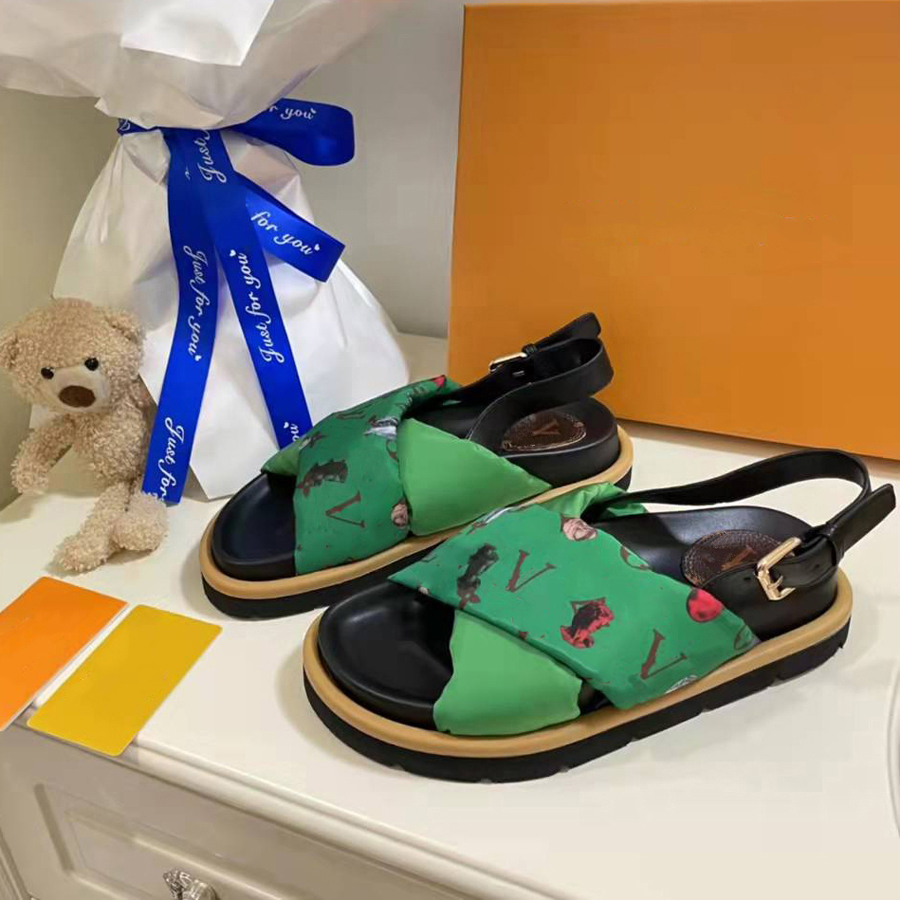 

Designer Women Sandals High Quality shoes Womens Slides Crystal Calf leather Casual shoes quilted Platform Summer Beach Slipper 35-40 With box By shoe02 03, #0