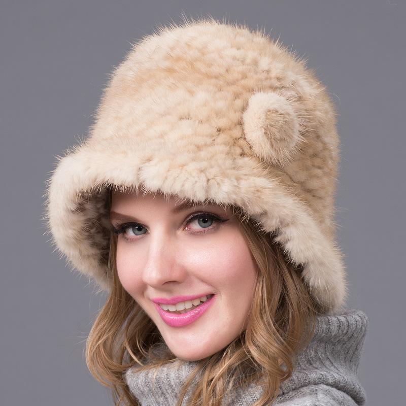 

Winter Warm Real Knitted Hats for Women Fashion Fedoras Wine Red Ladies Hat Flower Hand Hook Six Color Adult Trendy Cap, Black