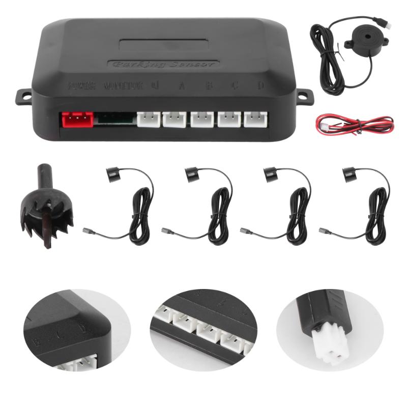 

1 Set Car Backup Alarm Audio 4 Sensors Parking Black Monitor Detector System for Auto Car Vehicle