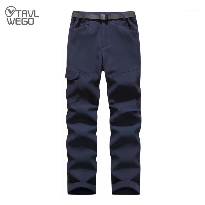 

TRVLWEGO Men Winter Thicken Outdoor Sports Pant With Fleece Windproof Warm Softshell Trousers Male Adventure Camping Ski Pants1, Black