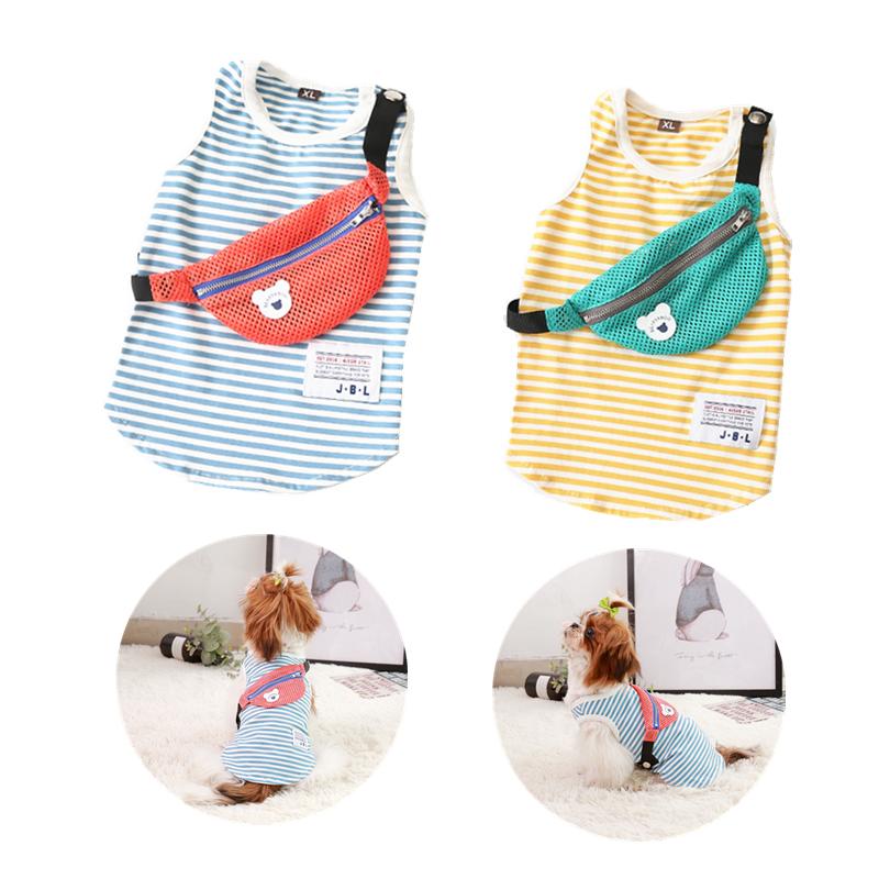 

New Dog Summer Shirt Clothes Cotton Stretch Backpack Vest Puppy Coat T Shirt Chihuahua Teddy Pet Supplies, Blue