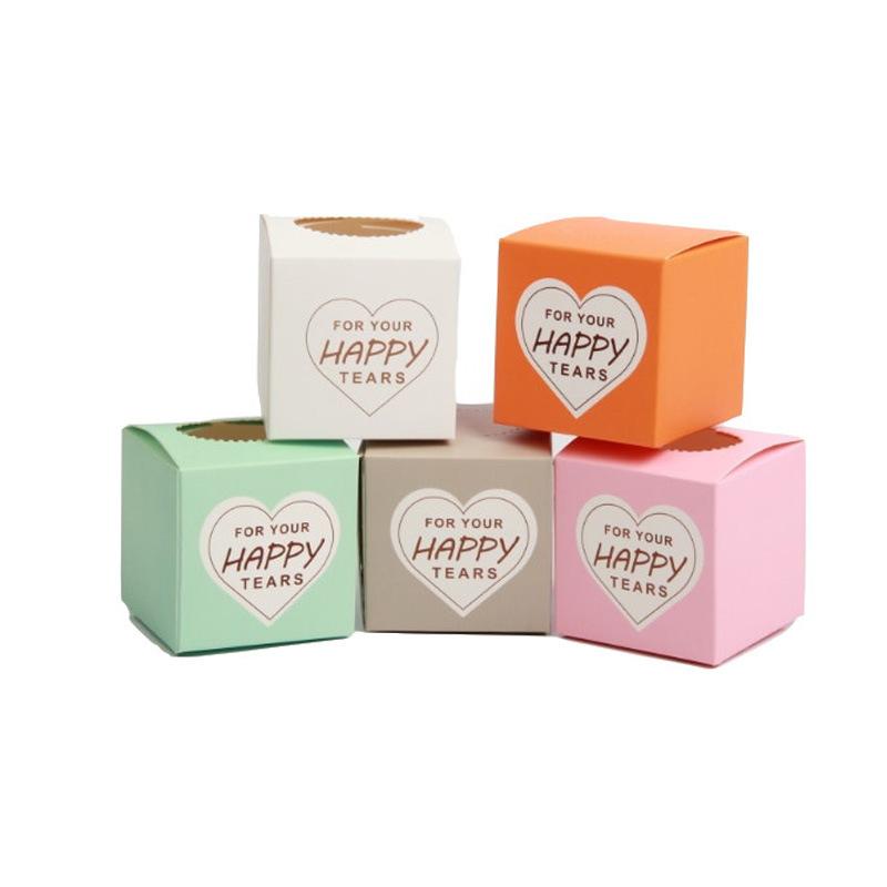 

5x5x5cm 100pcs Wedding Decoration Candy Box Happy Letter Birthday Cookie Cake Boxes and Packaging Wholesale Supplies