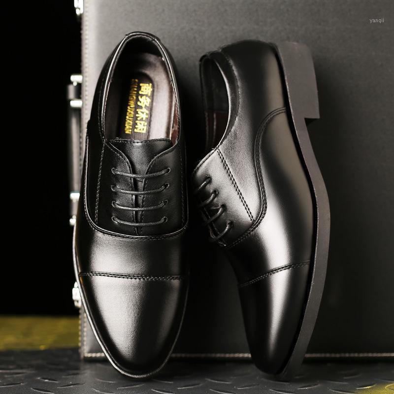 

Business Faux Leather Shoes Men Breathable Rubber Formal Dress Shoes Male Office Wedding Flats Footwear Mocassin Homme Shose New1, Lace-up black lining