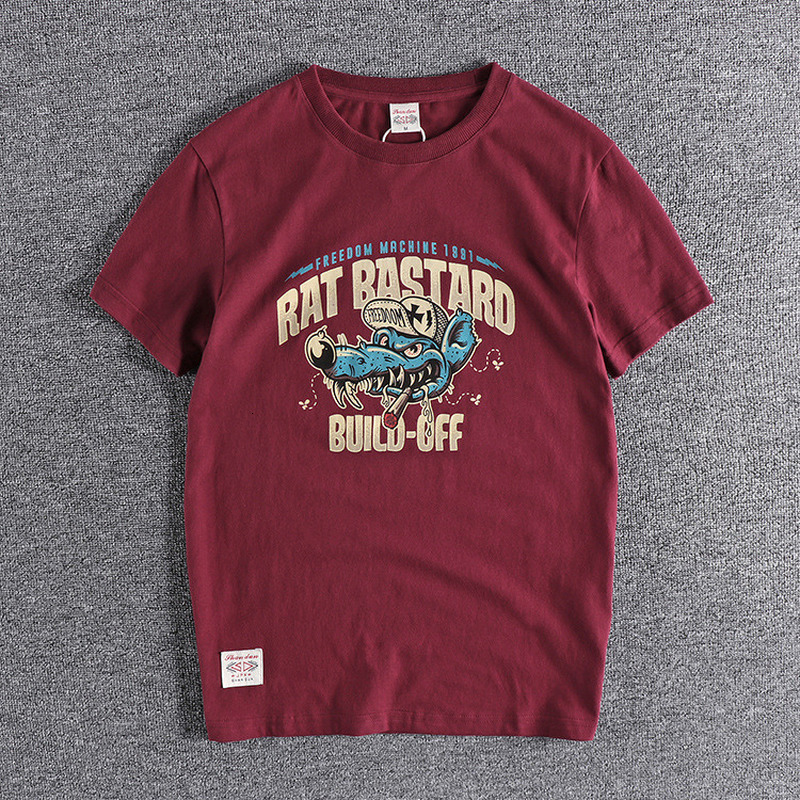 

2021 New Cartoon Animal Print Youth Short-sleeved Shirt Summer Pure Cotton Men's Round Neck T-shirt Streetwear Men Clothing N6e6, As shown