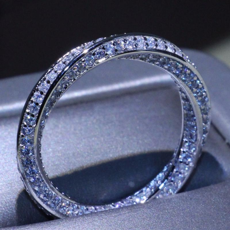 

Stunning Simple Circle Ring Luxury Jewelry 925 Sterling Silver Pave Micro Zirconia CZ Party Mobius Wedding Rings For Women