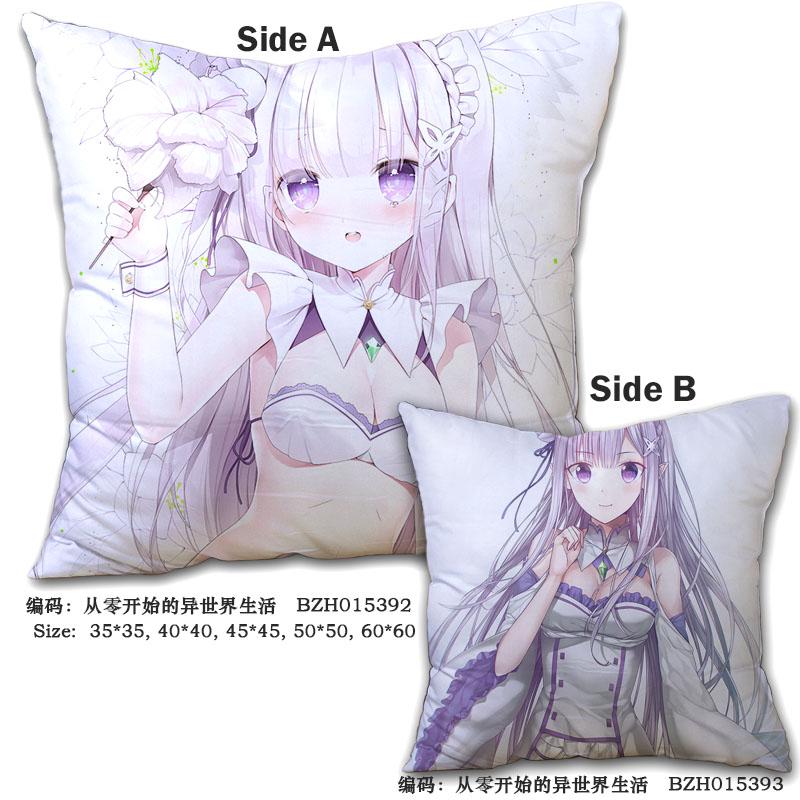 

45x45CM Decorative Pillows Re: life in a different world from zero Anime Pillows Soft Two-Sides Emilia Printed Pillow Cushions