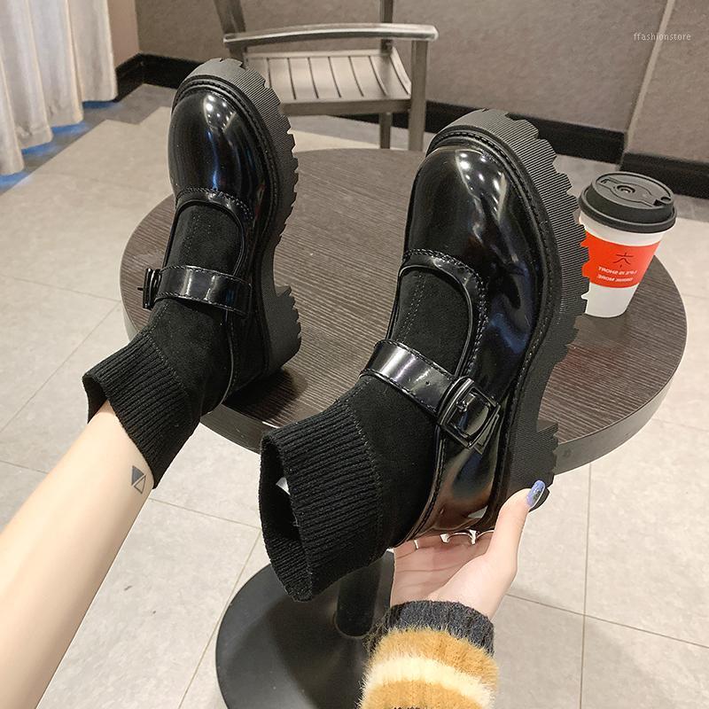 

Boots Flat Platform Female Shoes Luxury Designer Boots-Women Round Toe Med Ladies Fashion Ankle 2021 Rubber Autumn Rock1