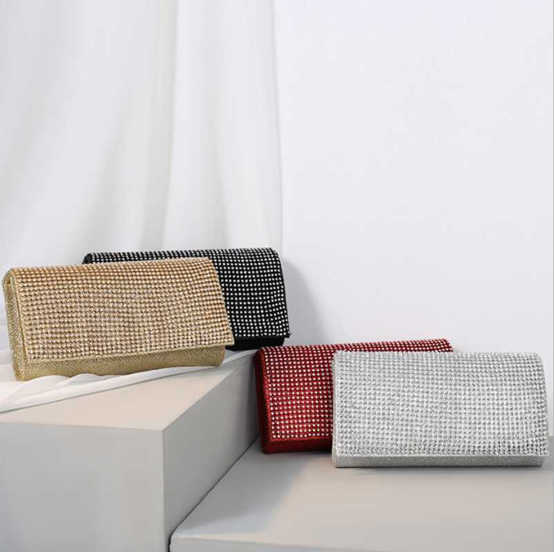 

XIYUAN Shiny rhinestone dinner bag Fashion envelope bag Banquet Evening bags dress gift hand clutch women shoulder, Color same picture