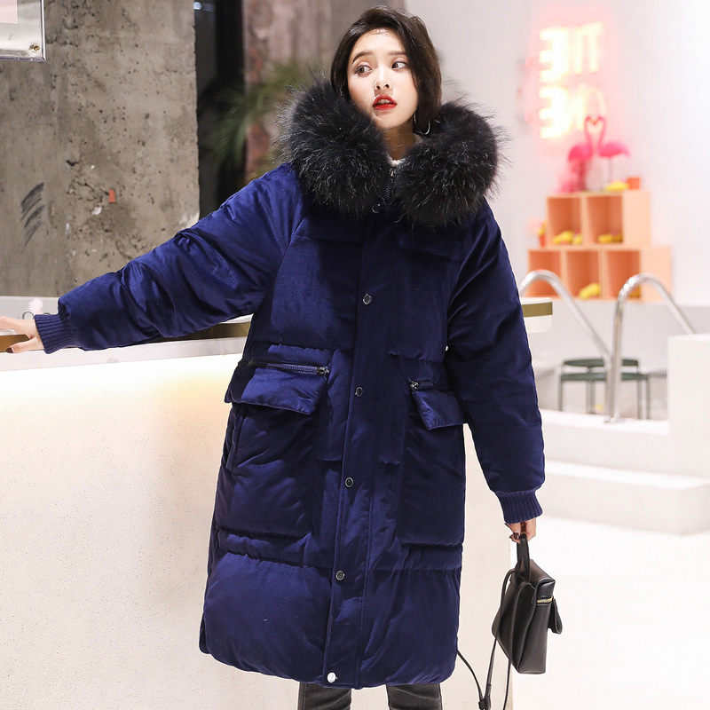 

Winter 2020 Female Jacket Down Long Fur Collar Big Fashion Hot Coats for Woman Calls Mujer Kj731 7e38, Dark pink