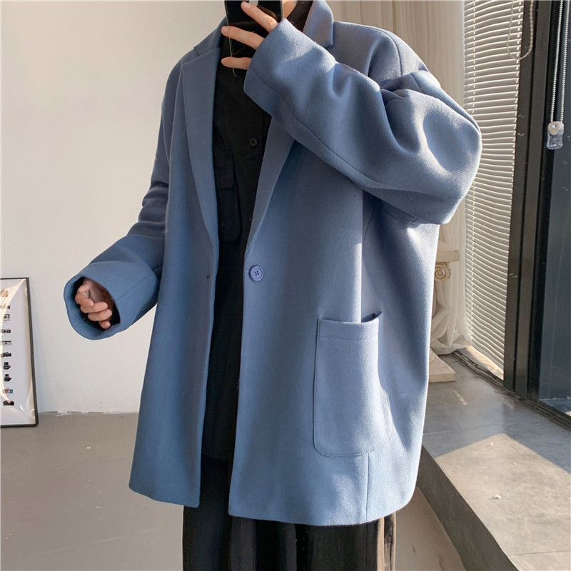 

2021 New Solid Color Woolen Winter New Men's Casual Oversize Coat Classic Streetwear Fashion Clothing XCN4, Camel