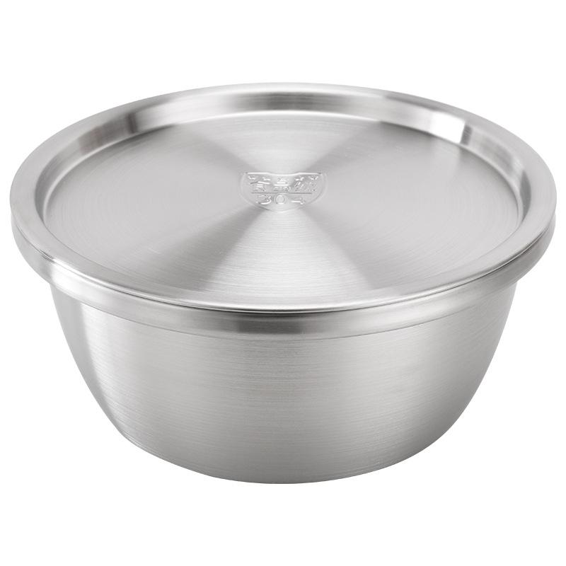 

304 Stainless Steel Bowls Set Basin Kitchen Thicken Salad Mixing Bowl With Cover Egg Vegetable Bowl Tableware Kitchenware