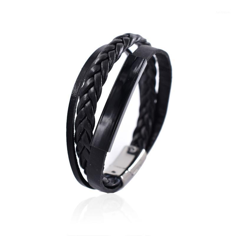 

Men's Braided Leather Bracelets armband in Black Color with Magnetic Elegent Bracelet for Man Wholesale1