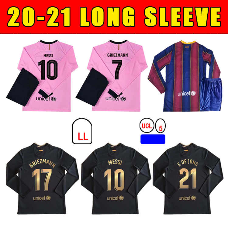 

2020 new Soccer Jersey GRIEZMANN F. DE JONG COUTINHO PJANIC TRINCÃO O. DEMBÉLÉ PIQUÉ 20 21 Long sleeve High-quality Football Shirt, Third suit patch 2