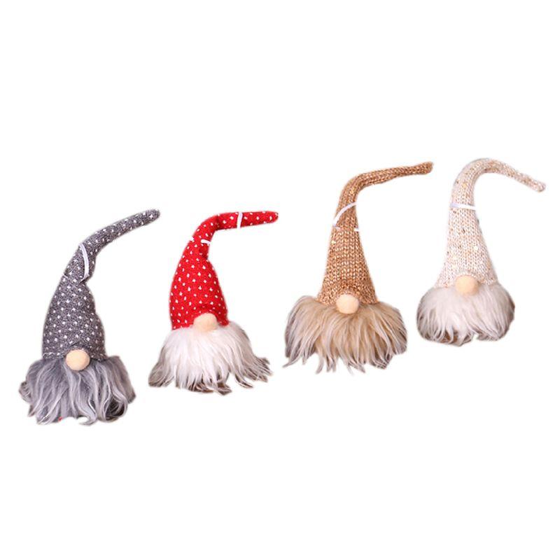 

Christmas Handmade Swedish Gnome Santa Plush Doll with LED Light Ornaments Hanging Xmas Tree Holiday Home Party Decor