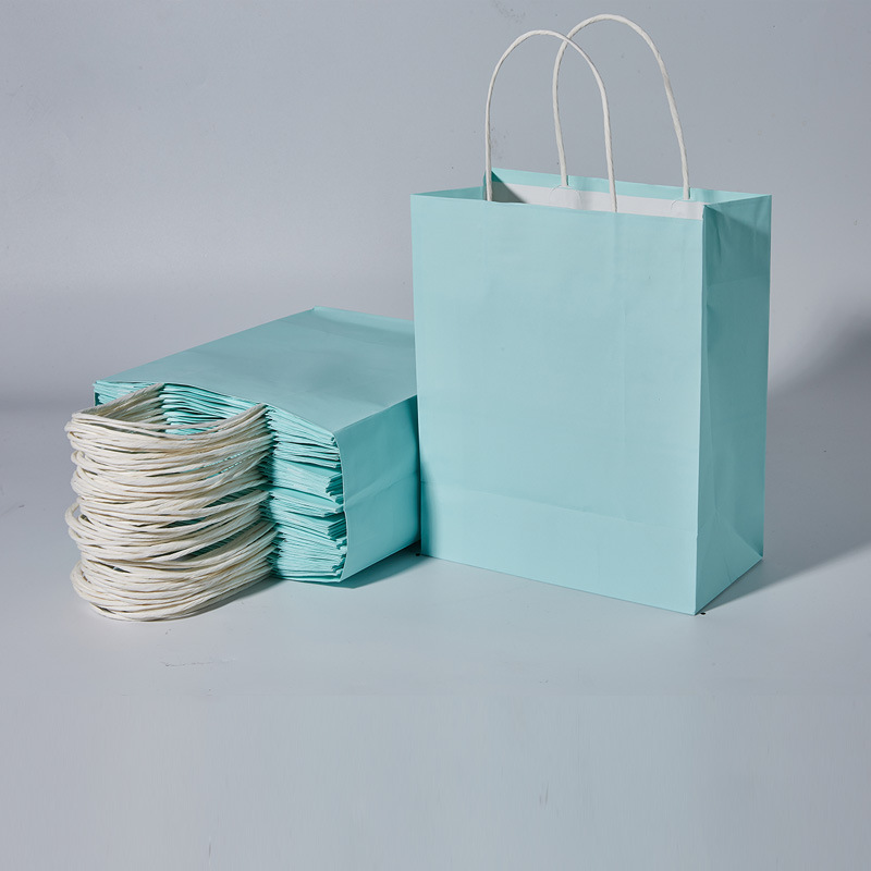 

Sky Blue Kraft Paper Bag Shopping Gift Bag Handbag Folding Thickened Gift Bags