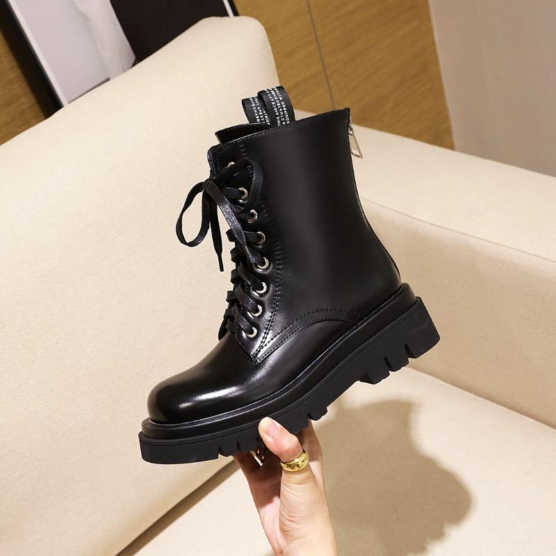 

HOT Women ankle boots superfine fiber 22-26.5cm length autumn winter warm plush back zipper rubbing leather women snow boots, Black-winter