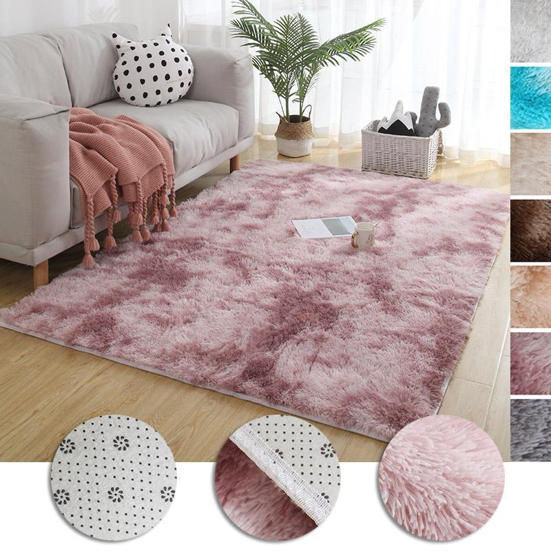 

Sisher Carpet Tie Dyeing Plush Soft Carpets For Living Room Bedroom Anti-slip Floor Mats Nordic Style Water Absorption Rugs1, Blue