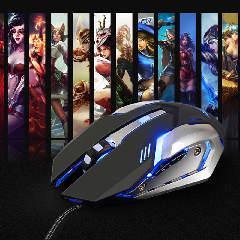 

Gaming Mouse Ajustable 4000DPI Optical Macro Programming USB Gamer Mouse Colorful Breathing Variable Light For Computer Laptop