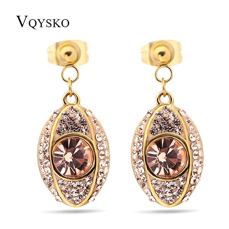 

Gold-Color Stainless steel Full Gold crystal Drop earring for women