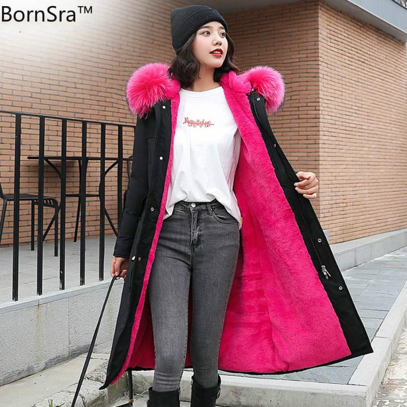 Women's Down & Parkas Degrees Snow Wear Long Winter Jacket Women Fur Hooded Clothing Female Lining Thick Coat