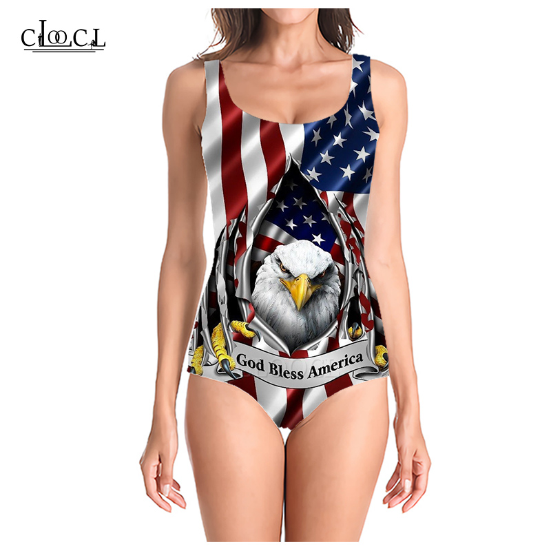 

CLOOCL Newest Popular American Flag 2021 Summer Fashion 3D Printed Women Sleeveless Sexy Swimsuit Cosplay Swimsuits Beach One Piece Swimwear, Swimsuit 1