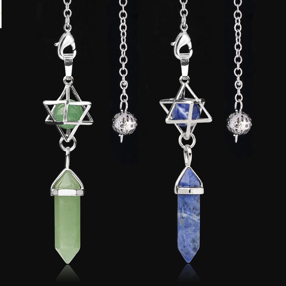 

Natural Stone Hexagonal Column Pendulum for Dowsing Wicca Pointed Crystal Pillar Simple Pendulums Reiki Pendule Amulet