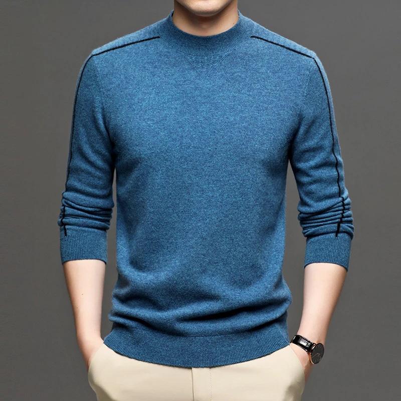 

Autumn and winter men's high quality wool sweater soft and warm high neck sweater men's casual pullover for men, Gray