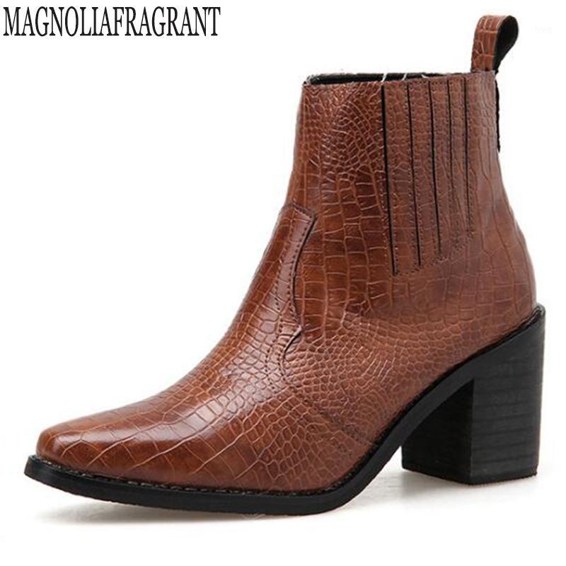 

new British style Autumn Winter Pointed Ankle Boots for Women Snake pattern PU Leather High Heels Booties Ankle botas Shoes y8001, Black