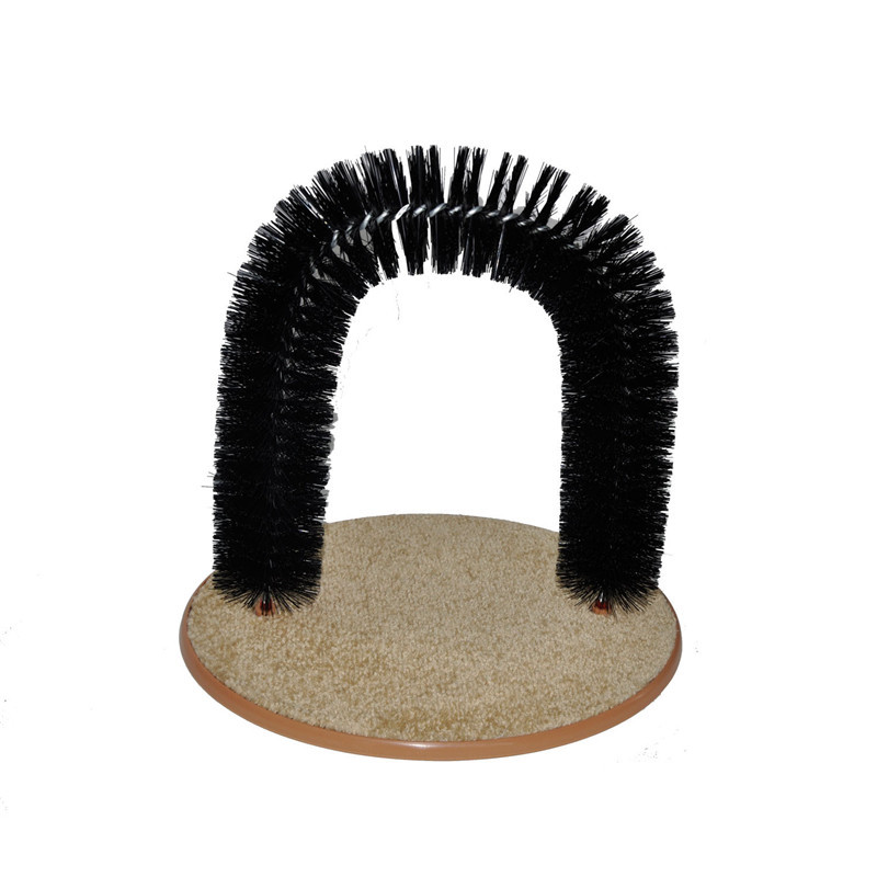 

New Arrival Arch Pet Cat Self Groomer With Round Fleece Base Cat Toy Brush Toys For Pets Scratching Devices