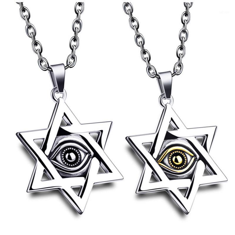 

mens Six star necklace stainless steel large Evil eyes necklaces pendants Steampunk jewelry for neck gifts for male accessories1