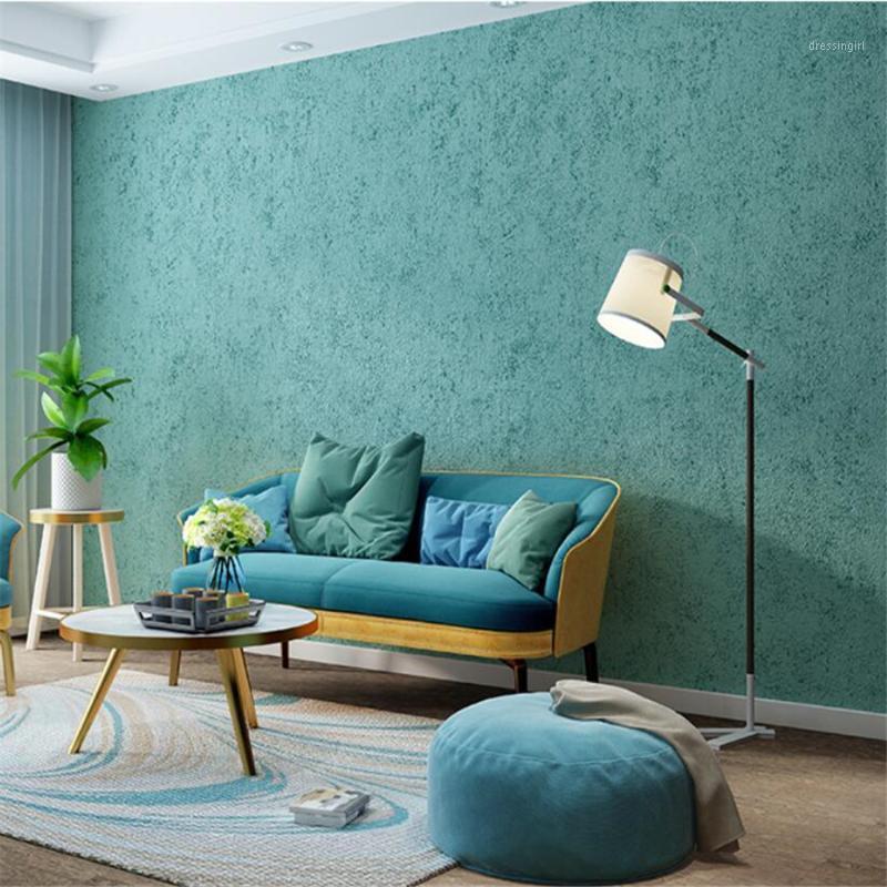 

Nordic style peacock blue green wallpaper plain Southeast Asian bedroom restaurant living room hotel wallpaper clothing store1, Peacock blue 96313