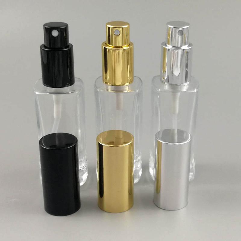 

1pc x 30ml Empty Square Transparent Glass Lotion Pump Bottle With Black White Clear Pump 1oz Clear Dispenser Mist Sprayer Bottle